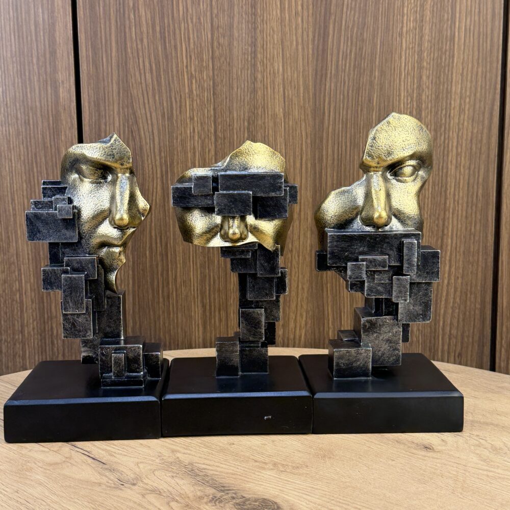 Three Abstract Face Sculpture