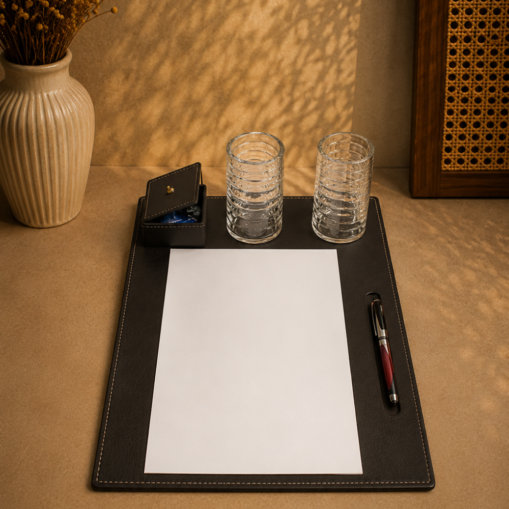BLOTER WITH MINT & GLASS BOTTLE HOLDER