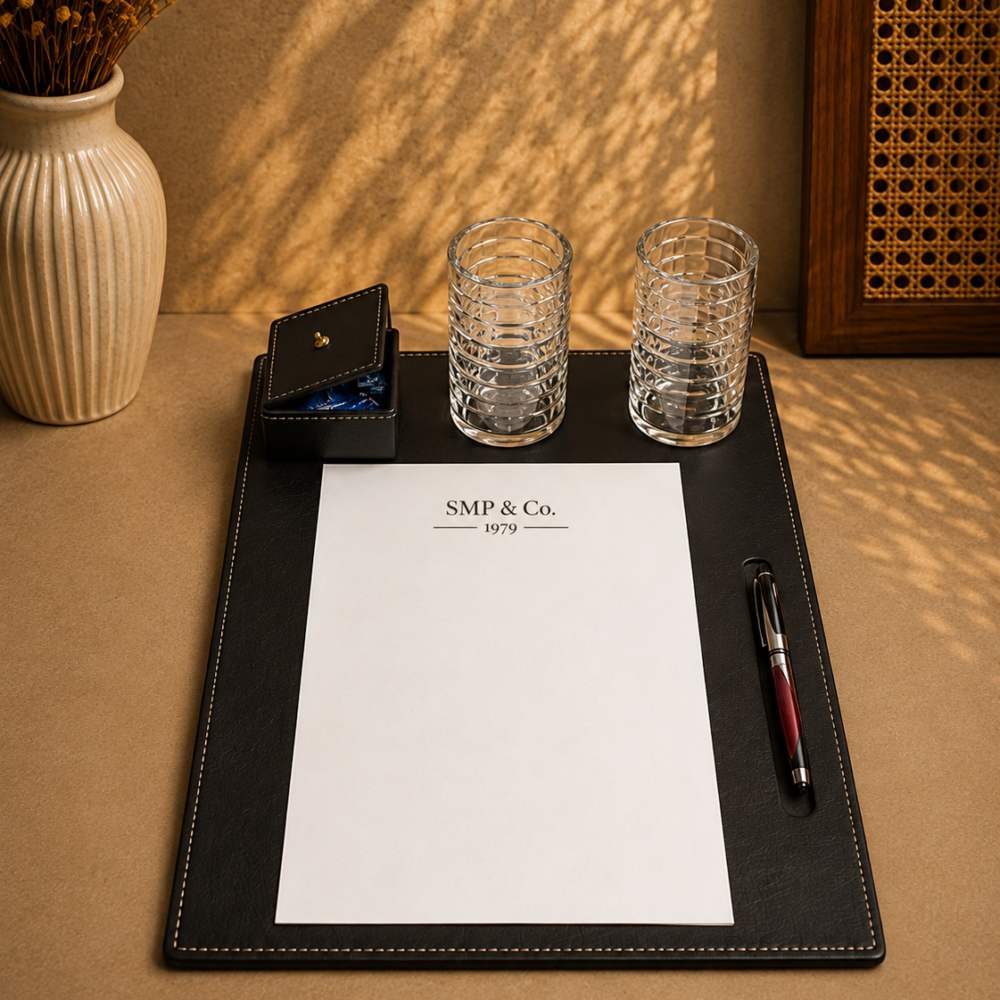 BLOTER WITH MINT & GLASS BOTTLE HOLDER
